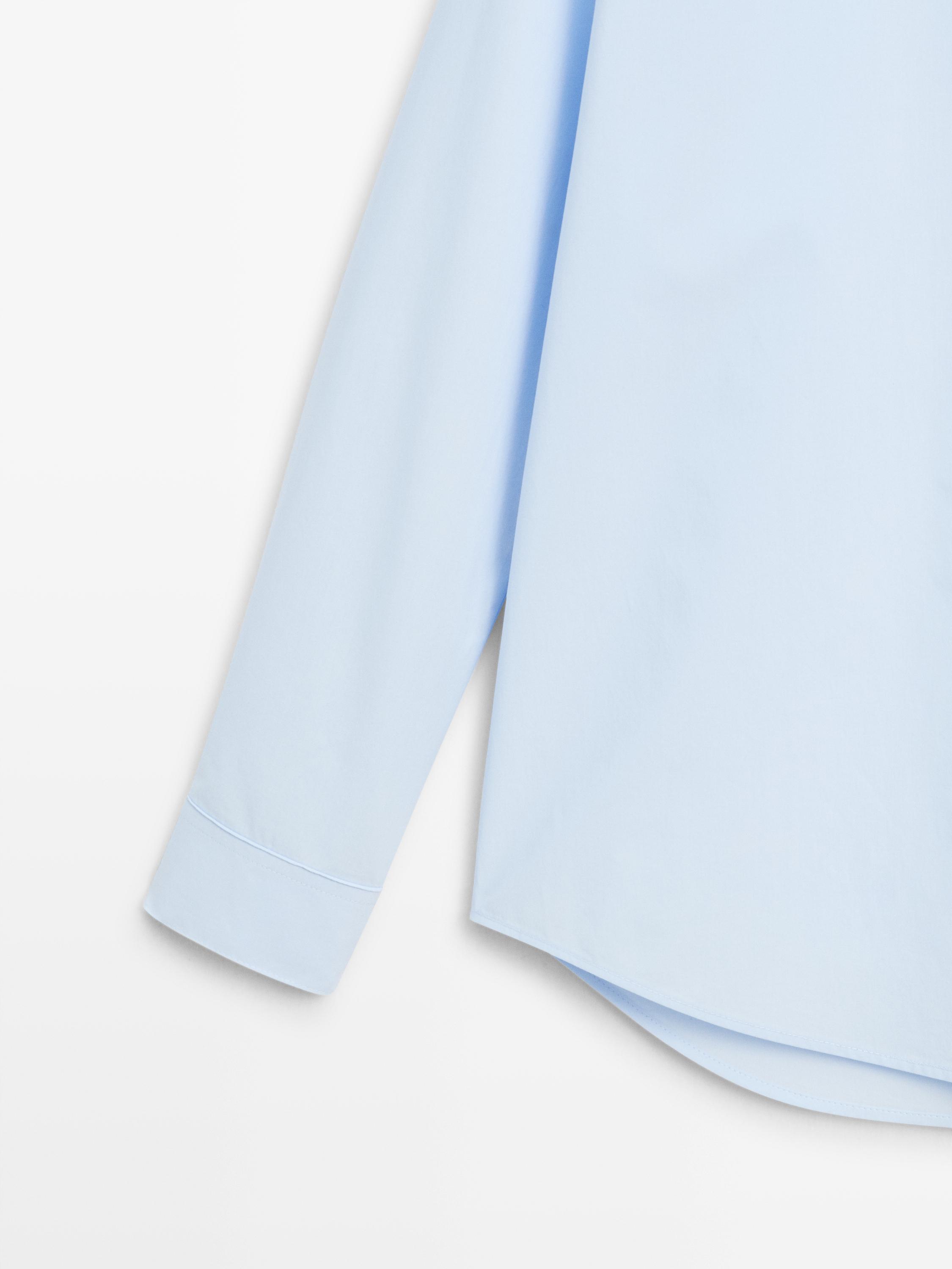 Poplin shirt with hidden buttons